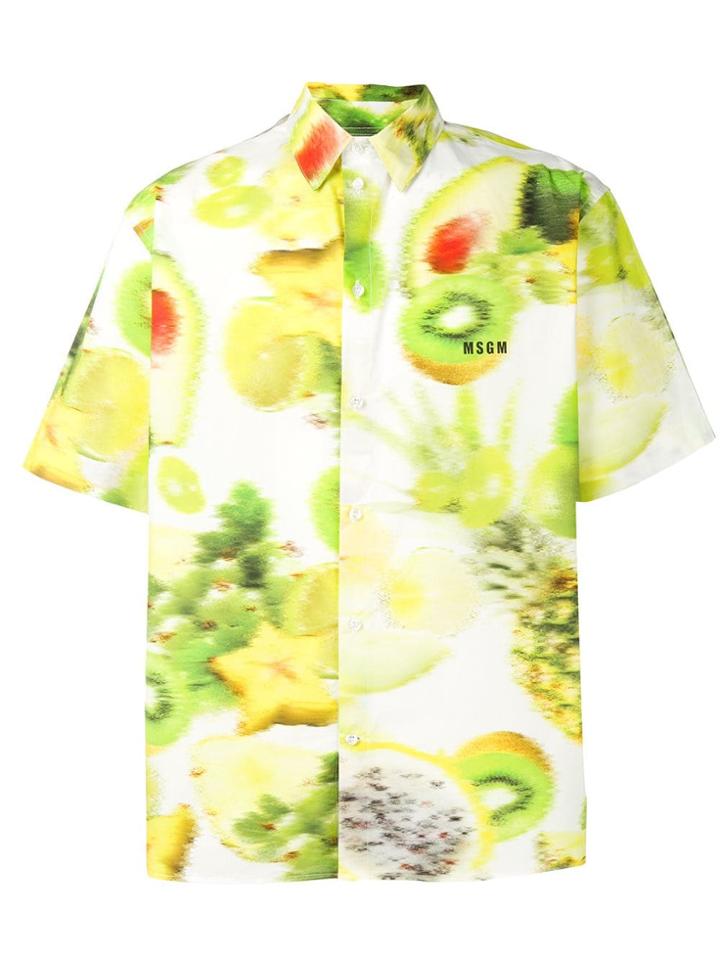 Msgm Printed Button Down Shirt - Yellow