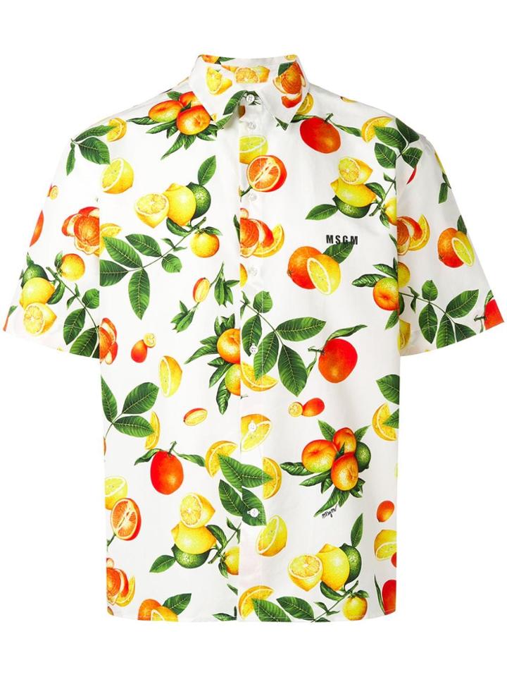 Msgm Citrus Print Shirt - White