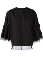Sacai Buckle Sleeve Top, Women's, Size: Medium, Black, Cotton/polyester