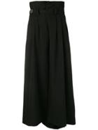 Y's Belted Asymmetric Skirt - Black