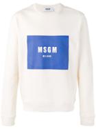 Msgm Logo Print Sweatshirt, Men's, Size: Xl, White, Cotton
