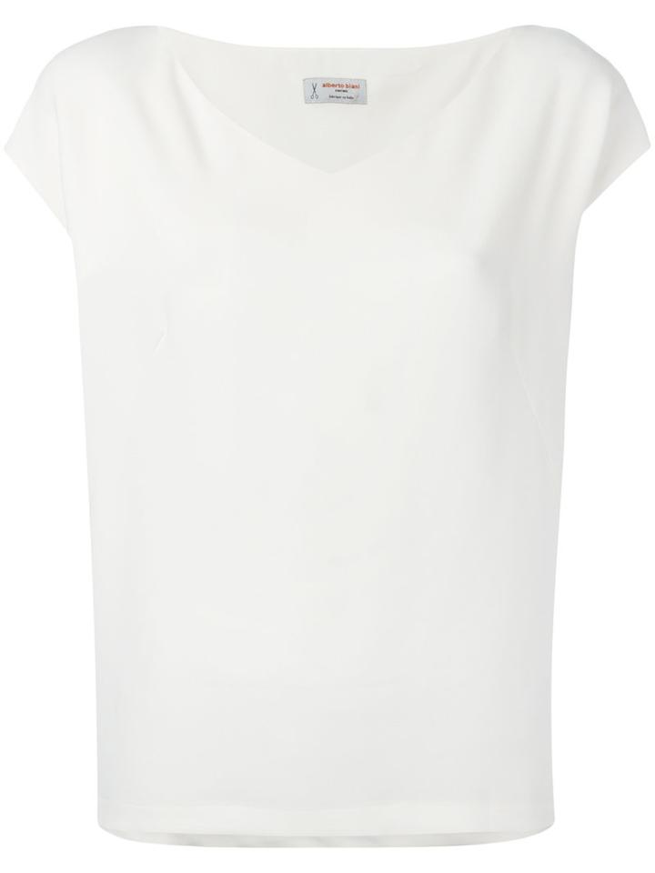 Alberto Biani - V-neck Blouse - Women - Polyester/triacetate - 44, Nude/neutrals, Polyester/triacetate