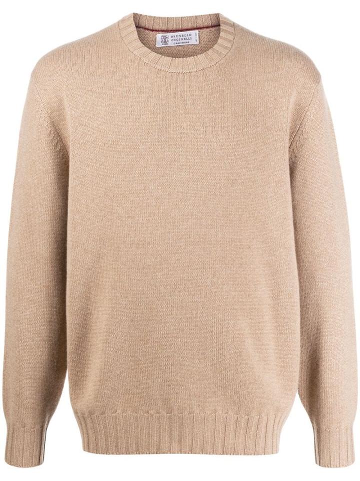 Brunello Cucinelli Crew Neck Cashmere Sweater - Neutrals
