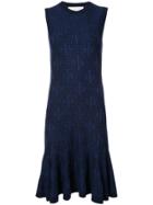 Carolina Herrera Sleeveless Patterned Knit Dress, Flared Skirt - Blue