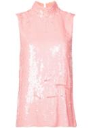 Tibi Sequins Turtle Neck Top - Pink
