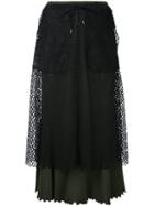 G.v.g.v. - Mesh Layered Ribbed Jersey Skirt - Women - Cotton/polyester - Xs, Green, Cotton/polyester