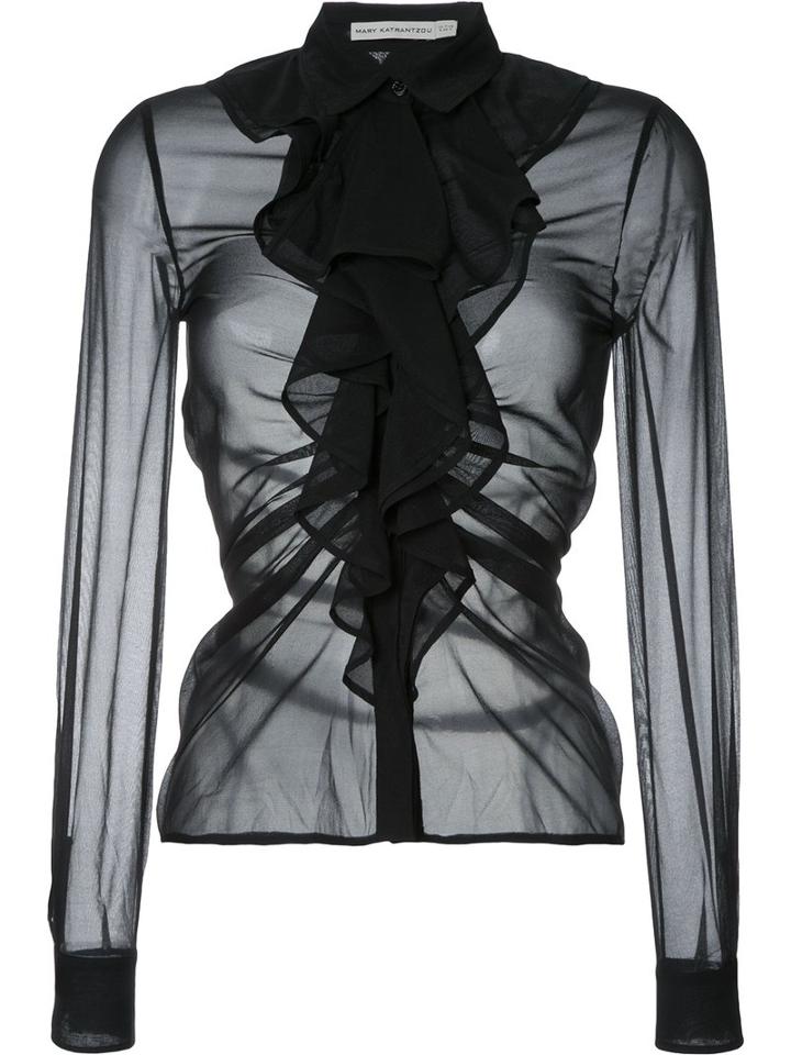 Mary Katrantzou Ruffled Blouse, Women's, Size: 12, Black, Silk