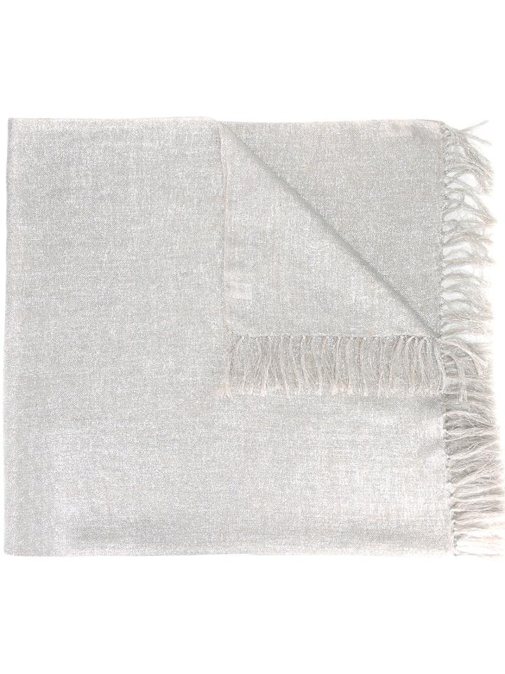 Brunello Cucinelli Frayed Scarf, Women's, Nude/neutrals, Polyamide/linen/flax/spandex/elastane