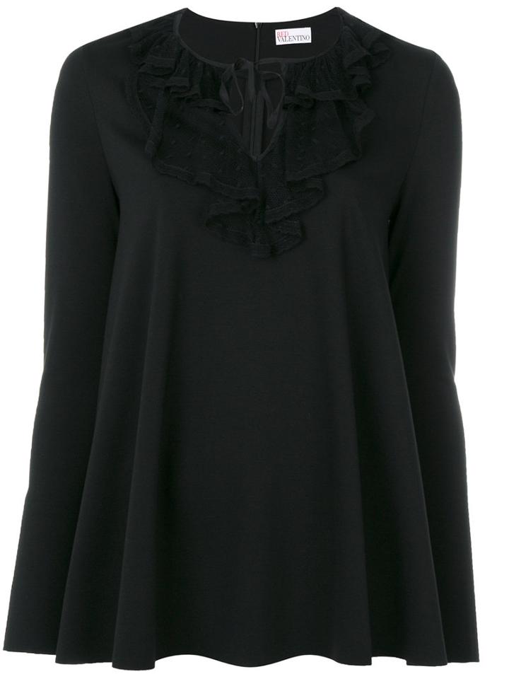 Red Valentino - Tied Neck Blouse - Women - Viscose/polyamide/spandex/elastane - L, Black, Viscose/polyamide/spandex/elastane