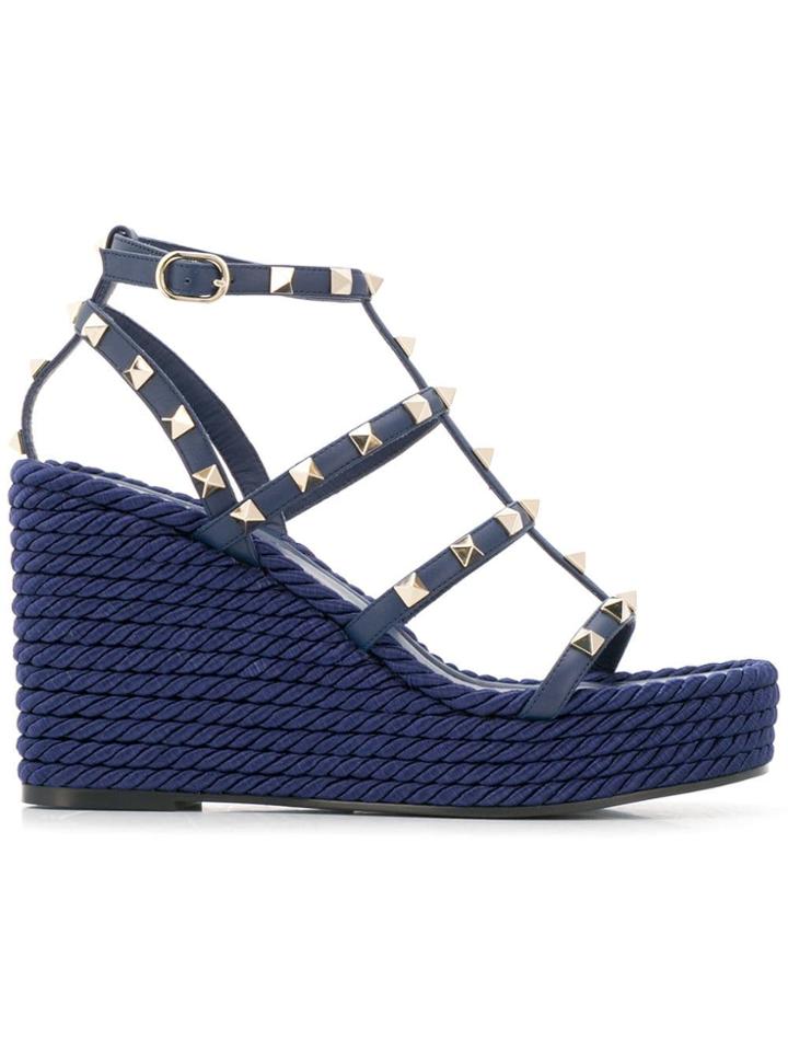 Valentino Valentino Garavani Rockstud Torchon Wedge Sandals - Blue