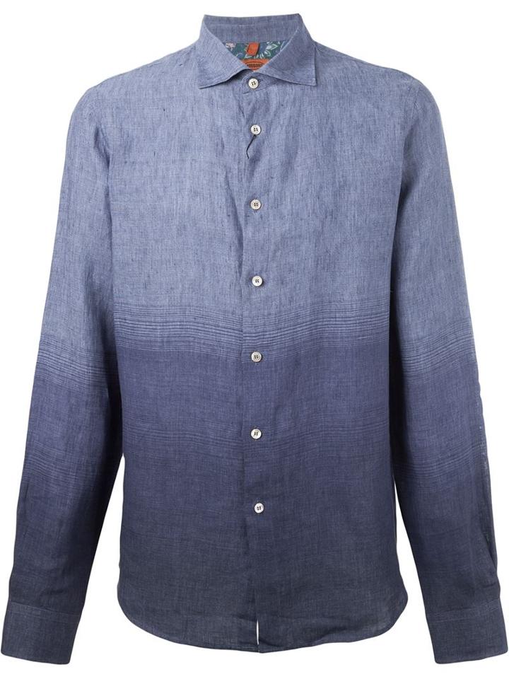 Missoni Gradient Shirt, Men's, Size: 54, Blue, Linen/flax