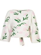 Rosie Assoulin Tulip Print Wrap Style Sweater - White