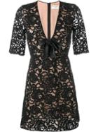 Saint Laurent Floral Lace Cocktail Dress, Women's, Size: 38, Black, Cotton/polyamide/modal/silk
