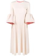 Roksanda - Turlin Bell Sleeve Dress - Women - Silk/polyester/spandex/elastane - 16, Pink/purple, Silk/polyester/spandex/elastane