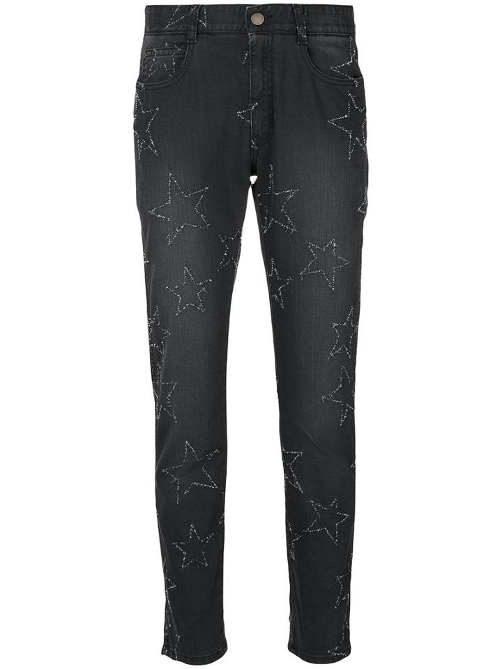 Stella Mccartney - Star-embroidered Boyfriend Jeans - Women - Cotton/spandex/elastane - 30, Black, Cotton/spandex/elastane