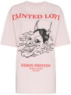 Heron Preston Oversized Tainted Love Print Cotton T Shirt - Pink &