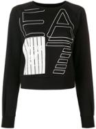 Ea7 Emporio Armani Logo Print Cropped Sweater - Black