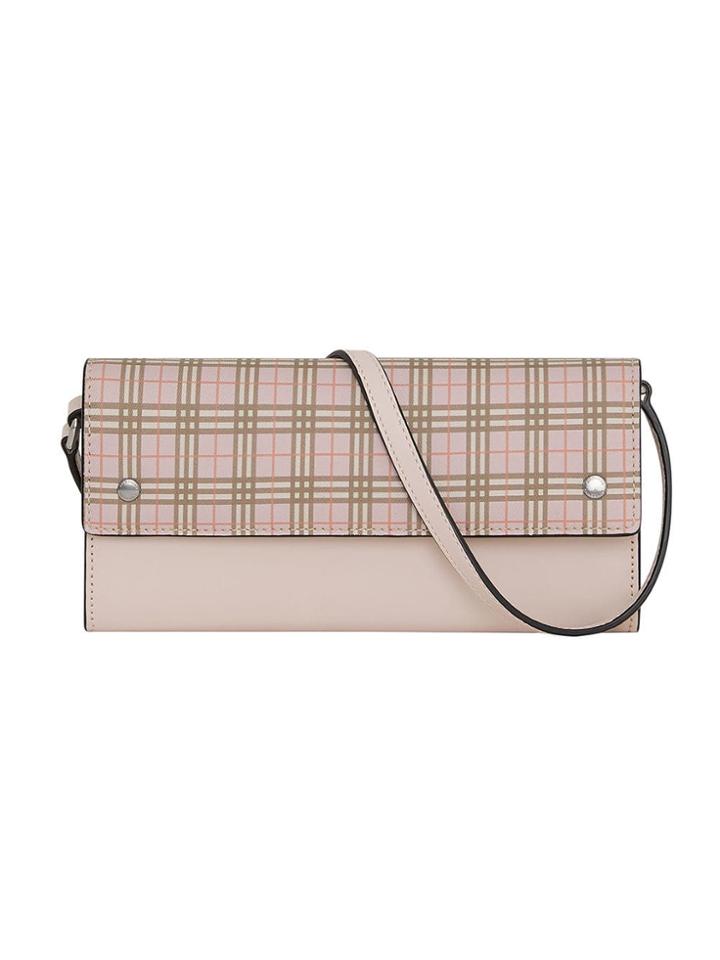 Burberry Small Scale Check Wallet With Detachable Strap - Pink &