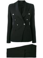 Tagliatore - Button Detail Trouser Suit - Women - Polyester/spandex/elastane/cupro - 40, Black, Polyester/spandex/elastane/cupro