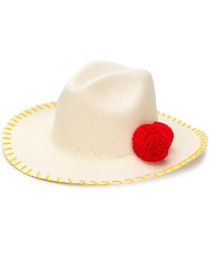 Sensi Studio Pompom Embellished Hat - Nude & Neutrals