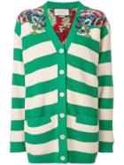 Gucci Striped Embellished Cardigan - Green