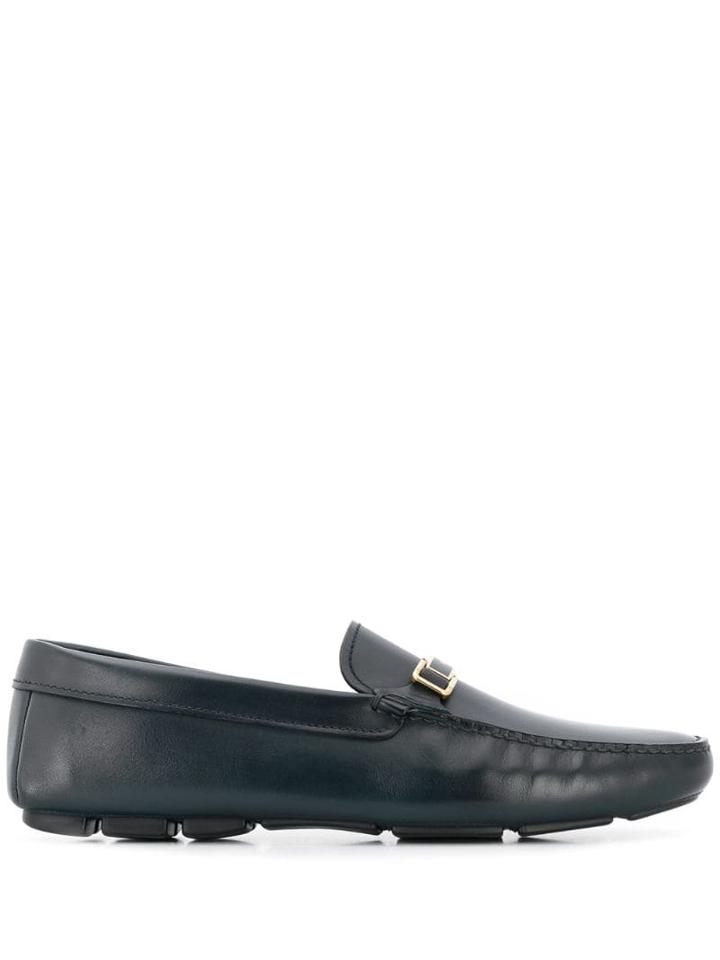 Prada Logo Plaque Derby Shoes - Blue