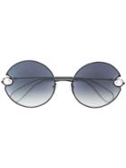Christopher Kane Eyewear Pearl Embellished Round Sunglasses - Black