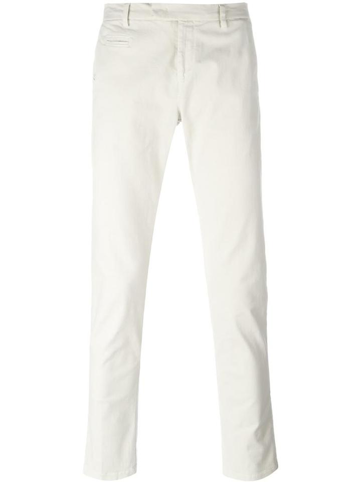 Paolo Pecora Classic Chinos, Men's, Size: 50, White, Cotton/spandex/elastane