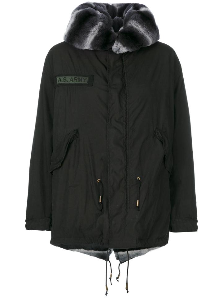 As65 Pony Fur Hooded Coat - Black