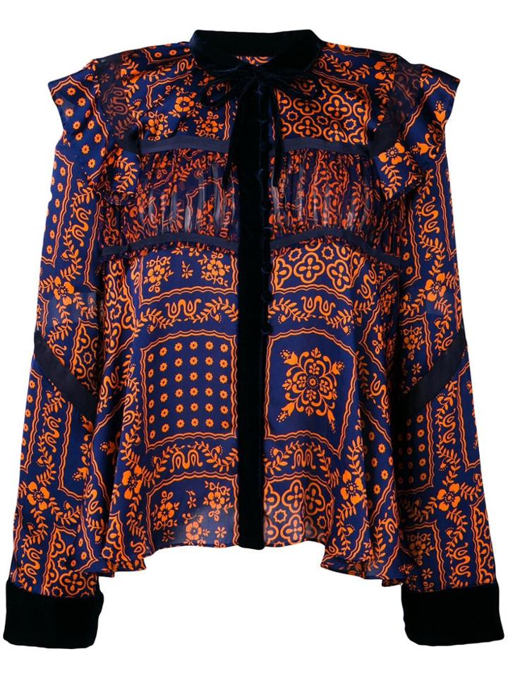 Sacai Mosaic Print Blouse - Blue