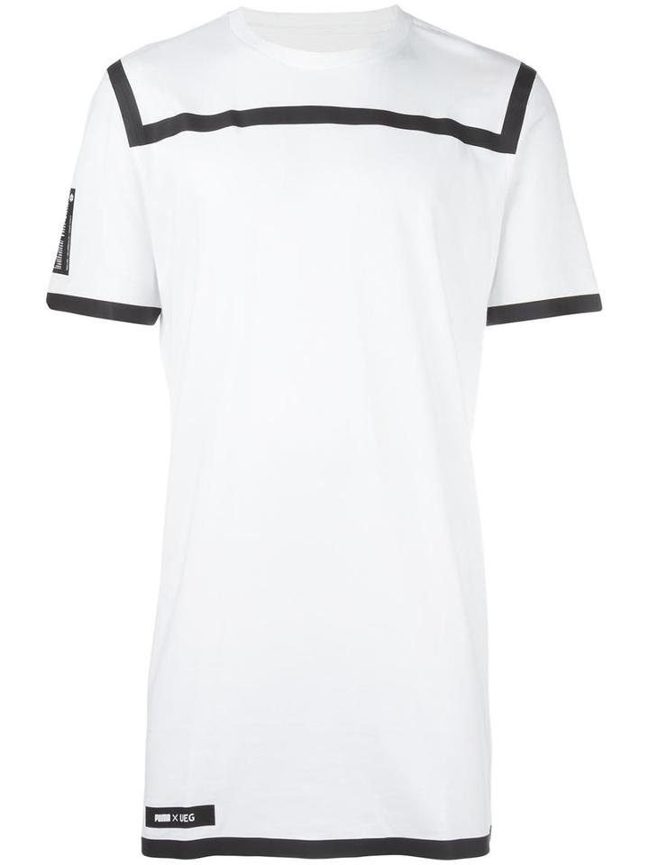 Puma Contrast Stripe T-shirt, Adult Unisex, Size: Large, White, Cotton