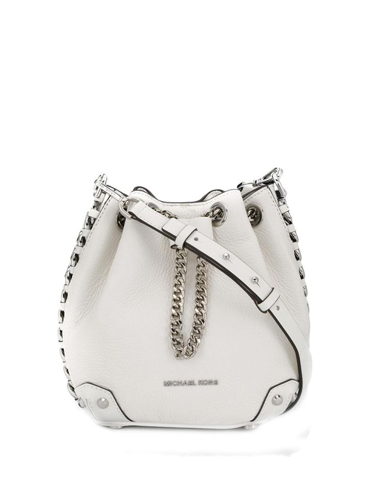 Michael Michael Kors Logo Plaque Bucket Bag - White
