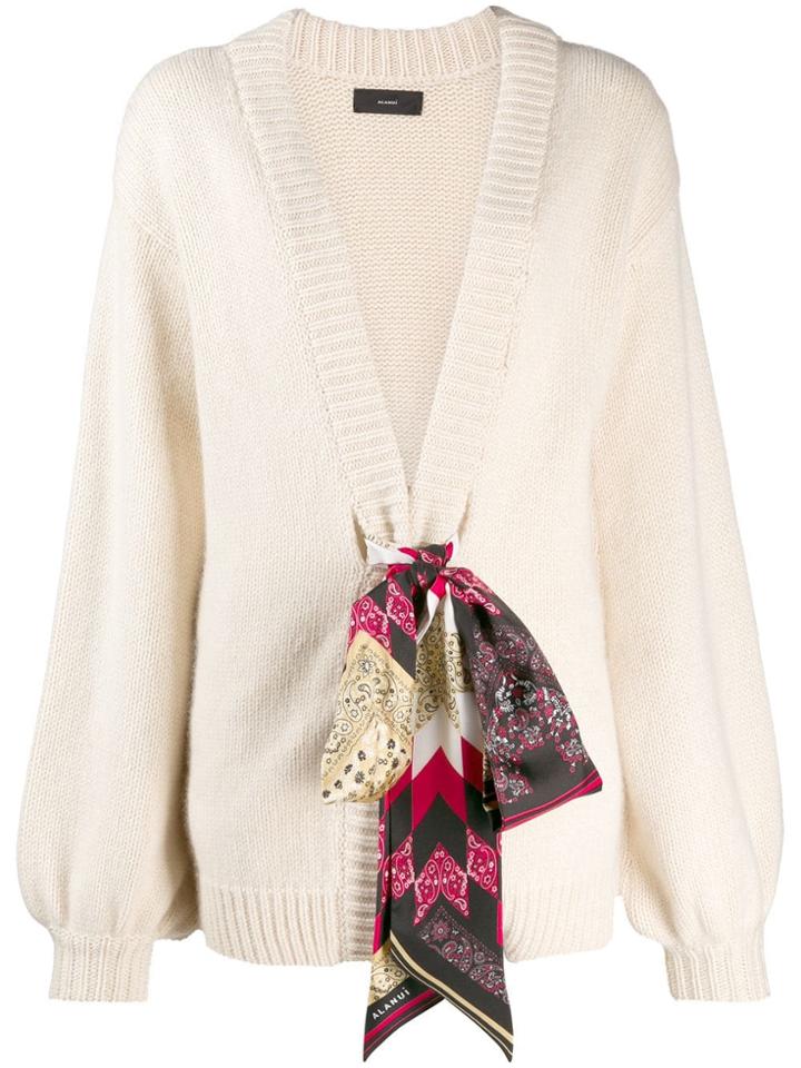 Alanui Silk-detail Knit Cardigan - Neutrals