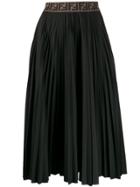 Fendi Pleated Zucca Skirt - Black