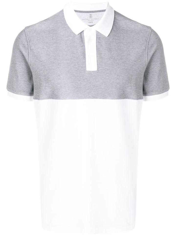 Brunello Cucinelli Contrast Panels Polo Shirt - Grey