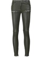 Anine Bing Moto Leather Pants - Green