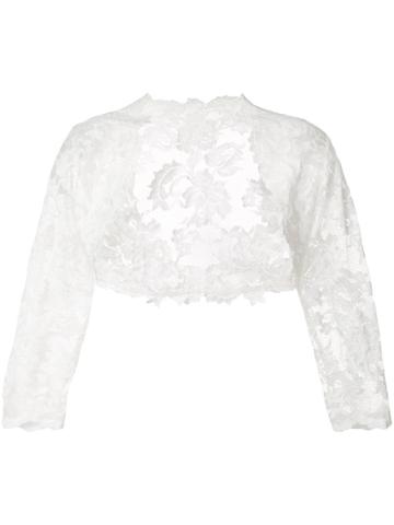 Olvi S Lace-embroidered Cropped Cardigan - White