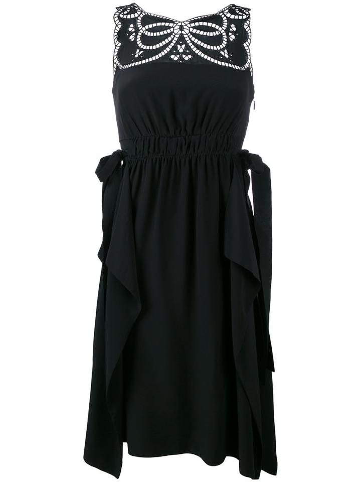 Fendi Open Embroidery Sleeveless Dress, Women's, Size: 38, Black, Silk/polyester/viscose