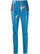 Unravel Project Triple Zip Latex Skinny Trousers - Blue