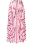 Scanlan Theodore Striped Lace Pleated Skirt, Women's, Size: 8, White, Polyester