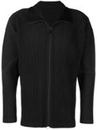 Issey Miyake Men Ribbed Zipped Jacket - Black
