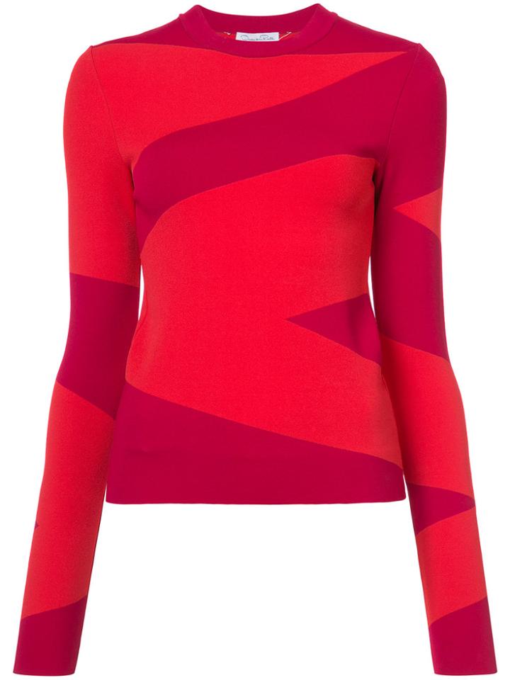 Oscar De La Renta Diagonal Striped Top - Red