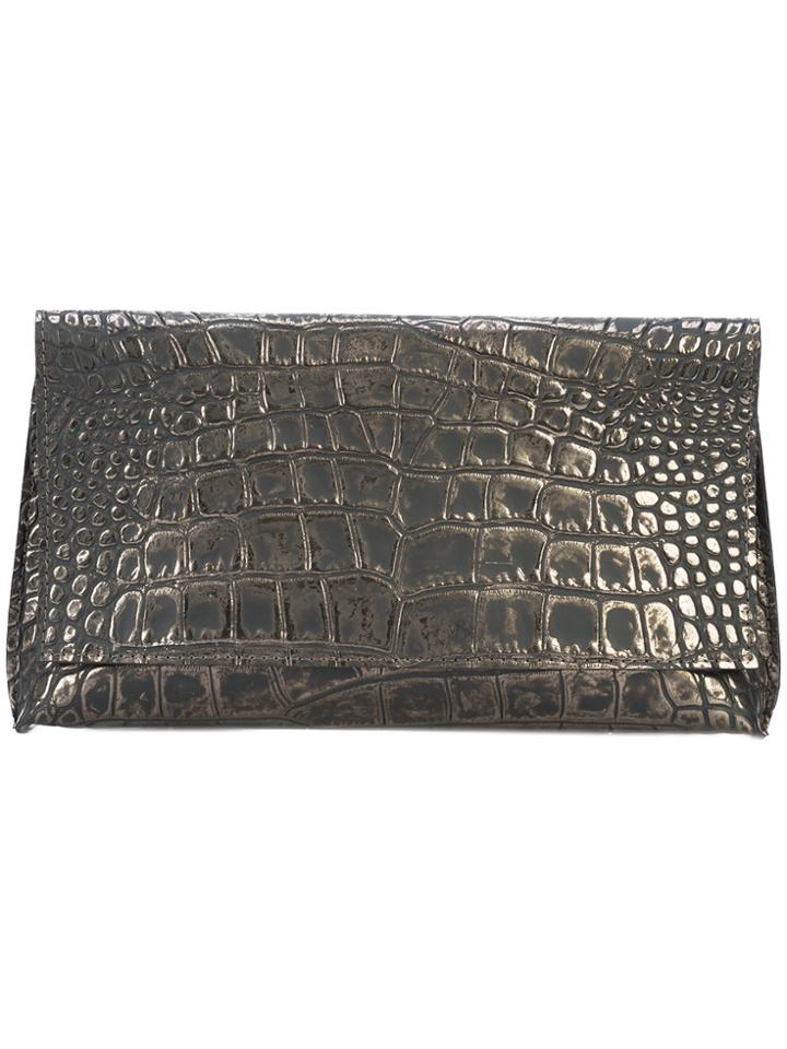 B May Embossed Clutch Bag - Grey