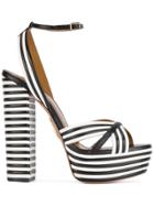 Aquazzura Striped Leather Sundance 140 Platform Sandals - Black