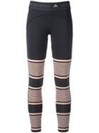 Adidas By Stella Mccartney Striped Leggings, Women's, Size: Small, Black, Polyester/spandex/elastane