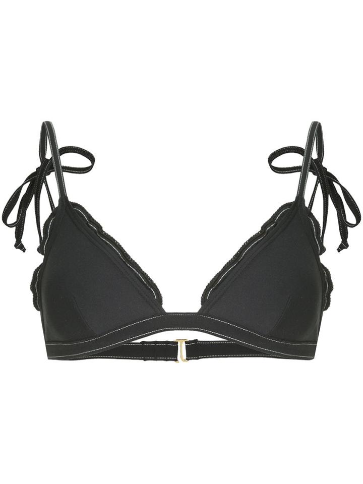 Peony Shell Bralette Bikini Top - Black