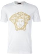 Versace Embroidered 'medusa Head' T-shirt, Men's, Size: Large, White, Cotton