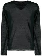 Roberto Collina Sheer V-neck Sweatshirt - Black