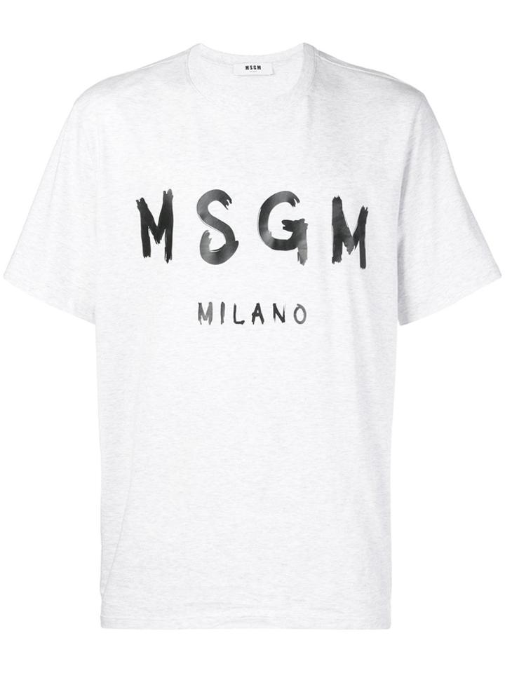 Msgm Contrasting Logo T-shirt - Grey