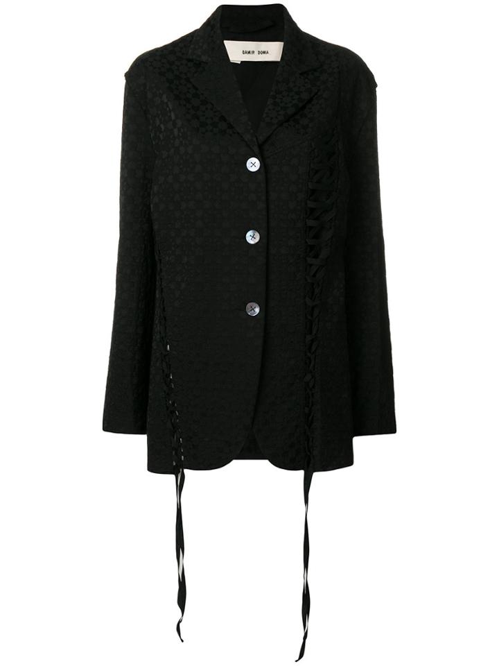 Damir Doma Lace-up Detailed Textured Blazer - Black